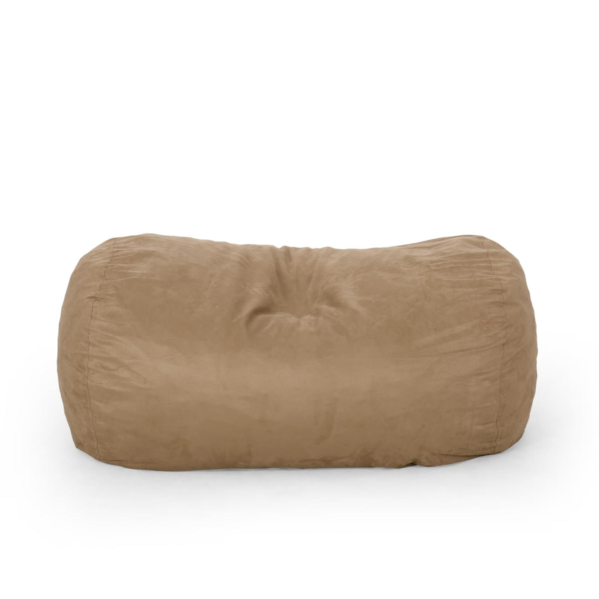 Atlas 6.5 Foot Microfiber Cylindrical Bean Bag, Beige