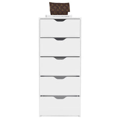 Dresser Kamran, Five Drawer Narrows, White Finish