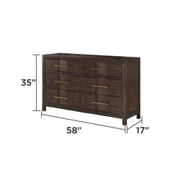 Oasis Modern Style 6-Drawer Dresser Made with Wood in Walnut(Includes Dresser Only)