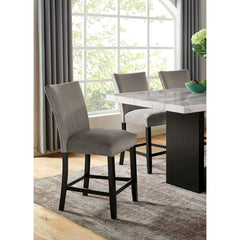 Light Gray Flannelette Contemporary 2pc Dining Counter Height Chairs Nalihead Trim Black Solid wood Legs Dining Room Chairs