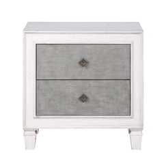 Modern Rustic White and Gray Finish 2-Drawers Nightstand Wooden Bedroom Furniture 1pc Farmhouse Style