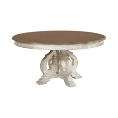 Dining Room 1pc Table Pedestal Base Antique White Round Table Solid wood Furniture Rustic Style