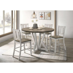 Mercury Height Dining 5pc Set Antique White Rustic Style Table Two-Tone Design 4x Chairs Dining Room Furniture