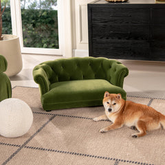 Apollo 36.5" Chesterfield Dog Sofa Bed, Medium, Olive Green Performance Velvet