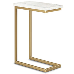 Orion C Side Table with Genuine Marble Top in White/Gold