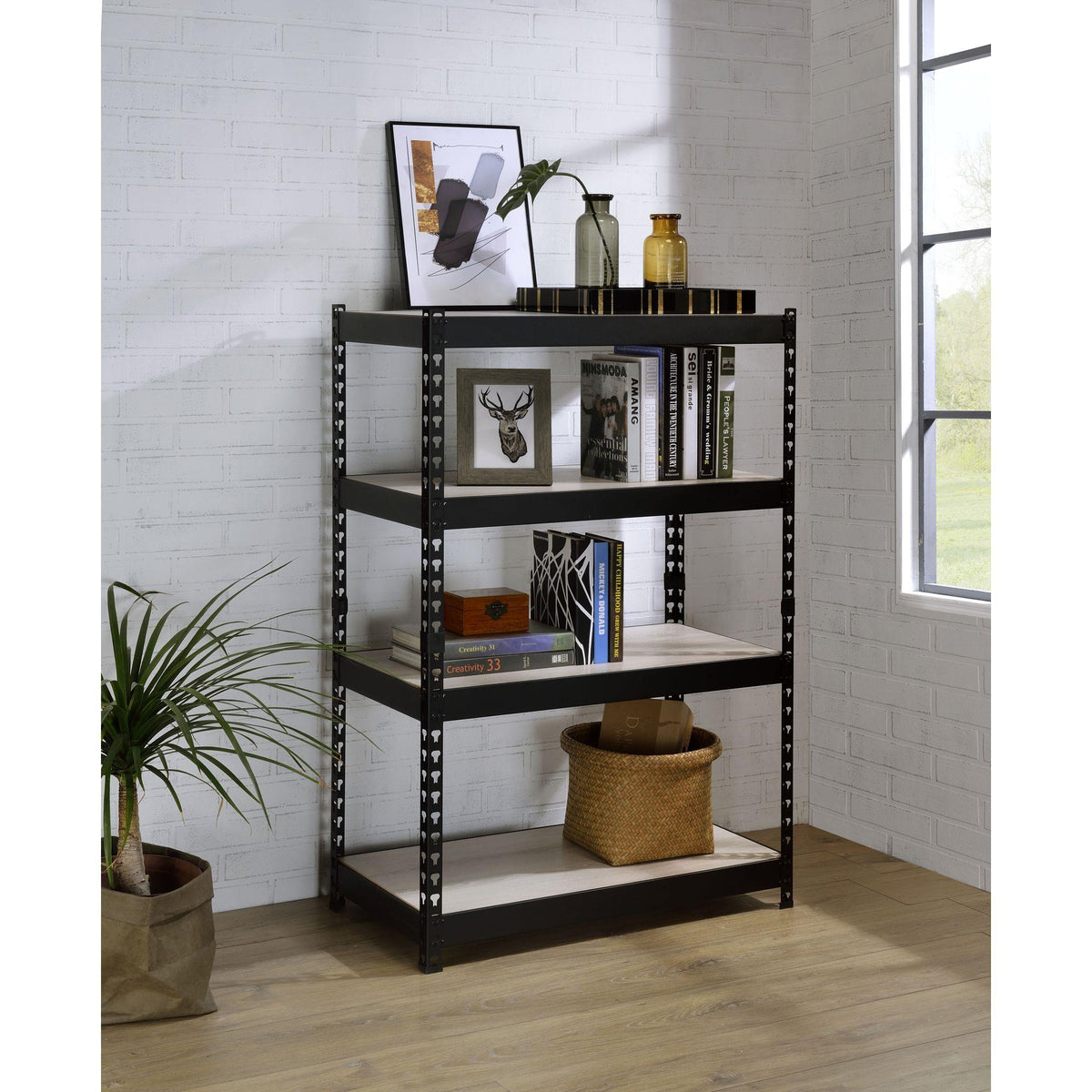 Archive Natural & Black Finish Bookshelf