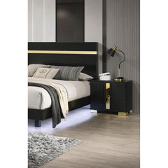 Black And Gold Trim 1pc Nightstand Bracketed Metal Legs Acrylic Trim Contemporary Bedroom Furniture