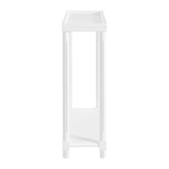 Narrow Side End Tables with Shelf, Set of 2, White