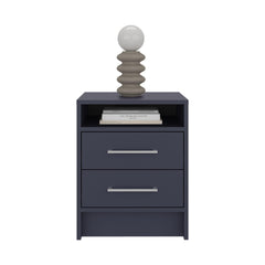 Hephaestus Nightstand with Two Drawers and One Open Storage Shelf, Modern Bedroom Storage
