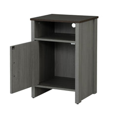 Rustic Farmhouse Style 1pc Side Table Metal Handle X-Cross On Drawer Two Tone Design Brown And Gray Finish