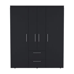 Wardrobe, Deluxe Armoire with Multiple Storage Options and Metal Accents, Black