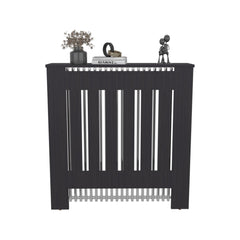Camelot Cover Cabinet with Slatted Panel, Modern Home Furniture for Heating Units, Ventilated Decorative Enclosure, Black