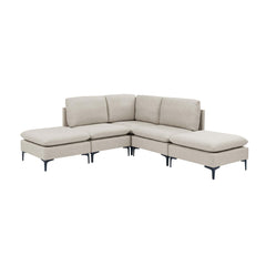 Linen Upholstered Modular Sectional with Metal Legs