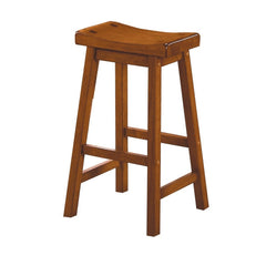 Armageddon 29" Counter Height Stool with Saddle Seat, Oak Brown, Set Of 2