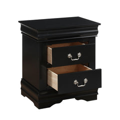 1pc Traditional Classic Black Finish 2-Drawers Nightstand Wooden Bedroom Furniture