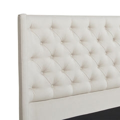 Record Shelter King Platform Bed Frame, Light Beige Linen