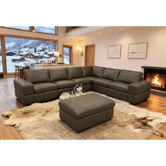 Large Arm Leather Match Upholstery Modular Sectional