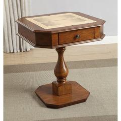 Celestia Cherry Finish Reversible Chess Checker Game Table w/Game Tray (Chess Fingures Not Included)