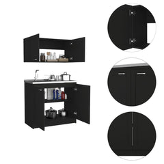 Olympus Cabinet Set, Two Shelves Black