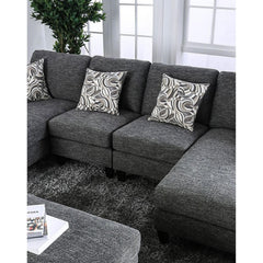 Living Room 1pc Armless Chair Transitional Style Chenille Fabric Gray Color Tappered Feet Couch Pillows