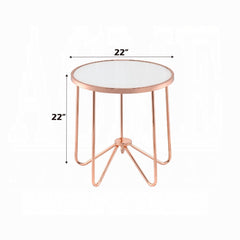 Aurora Gold Finish End Table Round Frosted Glass Top Modern Living Room Furniture 1pc Classy Side Table