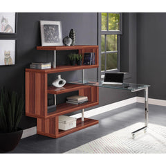 Aphrodite II Clear Glass, Chrome High Gloss Finish Writing Desk with Shelf