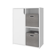 Astyanax 30" H Bookcase and Storage Cabinet with One Door and 2 Open Display Shelves, Compact Storage Cabinet