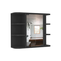 Display Cabinet Milano,Six External Shelves Mirror, Black Wengue Finish