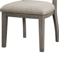 Nova 23 Inch Side Dining Chairs Set of 2, Ladder Back, Gray, Beige Cushioned Seat