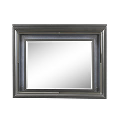 Armageddon Metallic Gray Finish Mirror W/Led