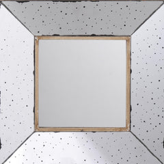 Aurora 12 Inch Square Wall Mirror, 3 Dimensional, Speckled Off White and Brown