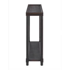 Narrow Side End Tables with Shelf, Set of 2,  Espresso