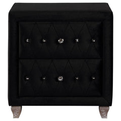 Glam Style 1pc Nightstand Button Tufted Full upholstered Frame Acrylic Buttons Black Finish Bedroom Furniture