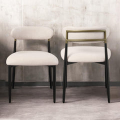 Aphrodite Beige Fabric & Black Finish Side Chair (Set of 2)