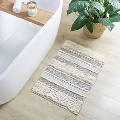 Aegisthus Texture Stripe Bath Rug Grey 22x58"