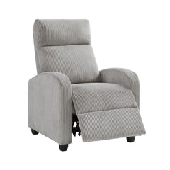 Modern Push Back Recliner Chair Light Gray Soft Corduroy Upholstery Comfort Solid Wood Living Room Furniture 1pc