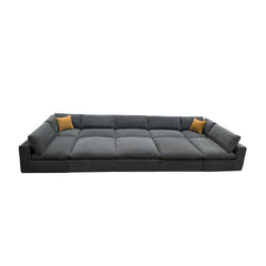 Coffee Bean Like Upholstery Full Compressed Modular Sectional with Toss Pillows