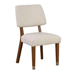 Mid-Century Modern Style 2pc Side Chair Gold Capped Legs soft Round Edges Walnut Finish Dining Room