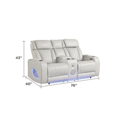 Hephaestus Modern Style Upholstery Recliner Loveseat Made with Wood & Massage Function Included-Beige