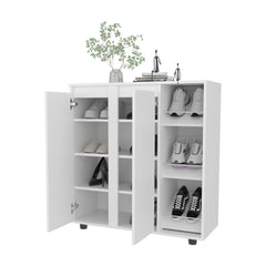 Paris Shoe Rack with 3 Side Tiers, Compact Storage for Shoes, Boots, and Accessories Organizer