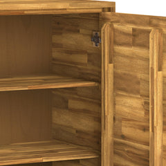 Athena 39 inch Wide Solid Acacia Wood Medium Storage Cabinet in Distressed Golden Wheat