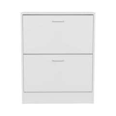 Hades Two-Door Shoe Rack Cabinet With Adjustable Shelves, Modern Storage Organizer, White