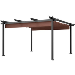 13' x 13' Aluminum Retractable Pergola Canopy, Outdoor Pergola for Garden, Patio, Backyard, Deck, Brown