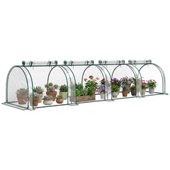 13' L x 3' W x 2.5' H Portable Tunneled Greenhouse with 4 Zippered Doors, Water/UV Fighting PVC Cover, Clear