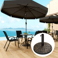 19" Patio Umbrella Base, 26 lbs Concrete Heavy Duty Umbrella Stand, Round Patio Umbrella Holder for 1.5"/1.9" Umbrella Poles for Outdoor, Lawn, Poolside, Bronze