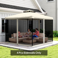 Replacement Mesh Sidewall Netting for 10' x 10' Gazebos and Canopy Tents with Zippers, (Sidewall Only) Cream