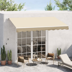 10' x 8' Retractable Awning, Patio Awnings, Sunshade Shelter w/ Manual Crank Handle, UV & Water-Resistant Fabric and Aluminum Frame for Deck, Balcony, Yard, Beige