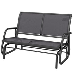 2-Person Outdoor Glider Bench, Patio Double Swing Rocking Chair Loveseat with Steel Frame, Gray