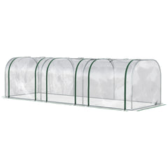 9.7' L x 3' W x 2.5' H Portable Tunneled Greenhouse with 3 Zippered Doors, Water/UV Fighting PVC Cover