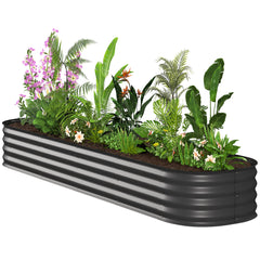 7.9' x 2' x 1' Galvanized Raised Garden Bed Kit, Metal Planter Box with Safety Edging, Dark Gray